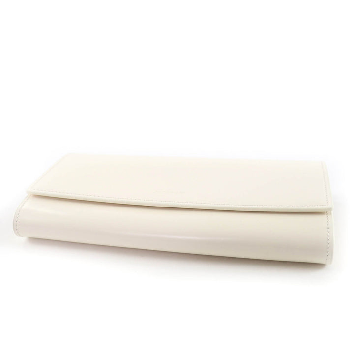 未使用品☆JIL SANDER ジルサンダー ロゴ入り レザー ロングウォレット 長財布 ホワイト 保存袋付き イタリア製 レディース