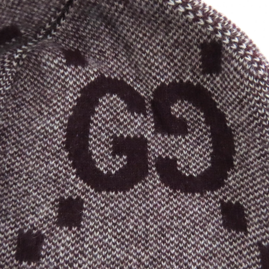 未使用品◇GUCCI グッチ 676827 ジャンボGG カシミア100％ ニットキャップ ニットキャップ ボルドー系 M/58 イタリア製 正規品 メンズ