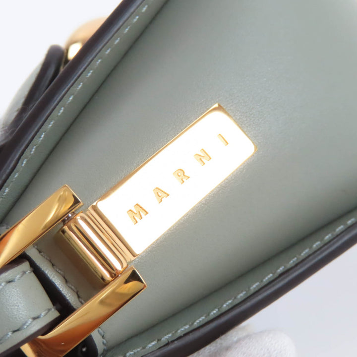 極美品☆MARNI マルニ SBMP0193U0 TRUNKAROO レザー ミニ ショルダーバッグ グリーン系 ゴールド金具 保存袋付き イタリア製 レディース