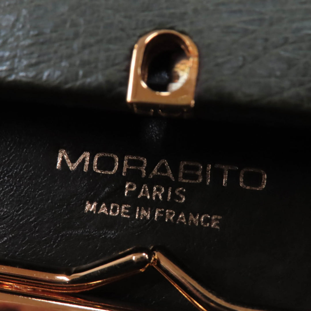 美品☆MORABITO モラビト オーストリッチ ヴァンドーム ハンドバッグ グリーン ゴールド金具 保存袋付き フランス製 レディース