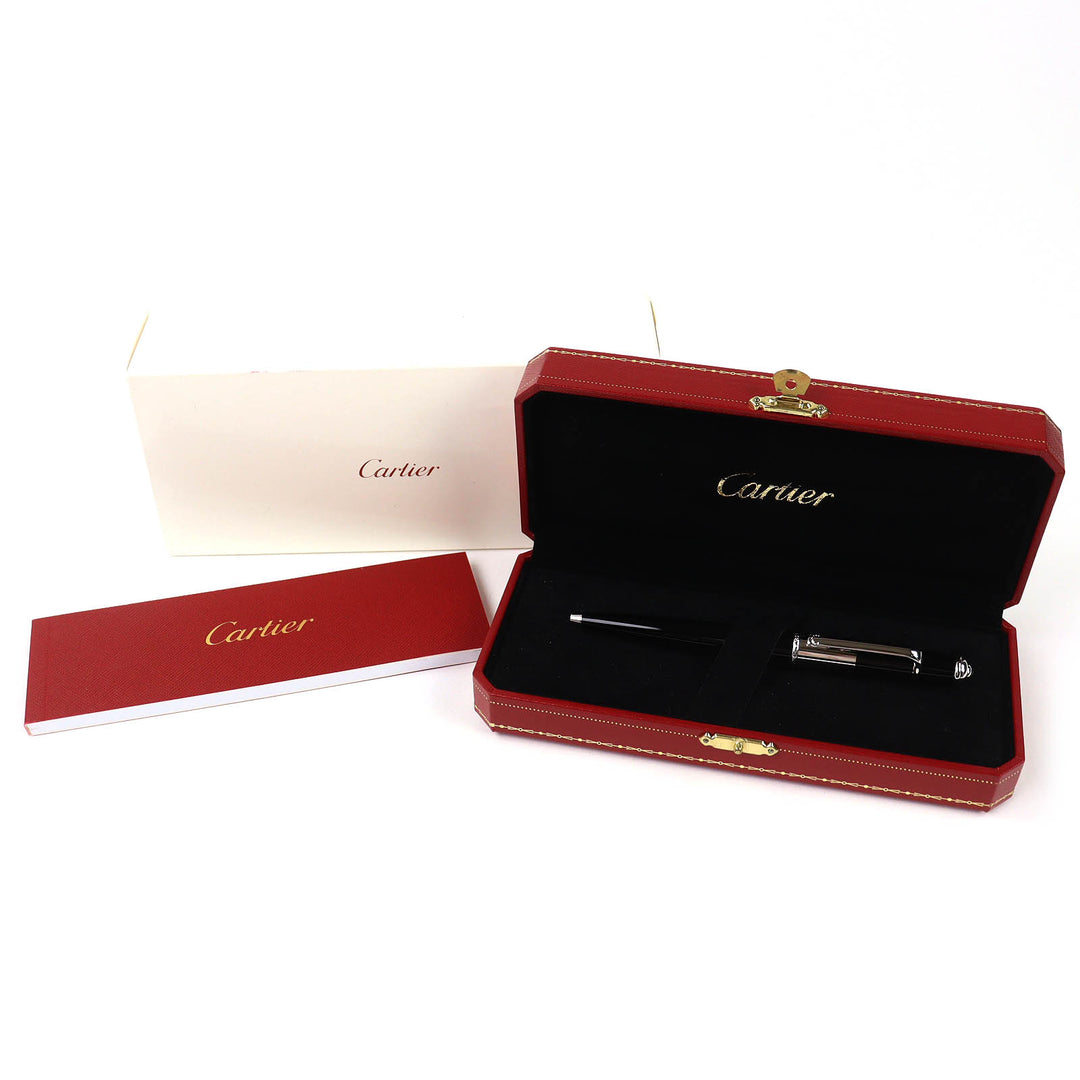 極美品△Cartier カルティエ ST180121 ディアボロ ドゥ カルティエ ロゴタイプ デコール ツイスト式 ボールペン ブラック 筆記確認済み