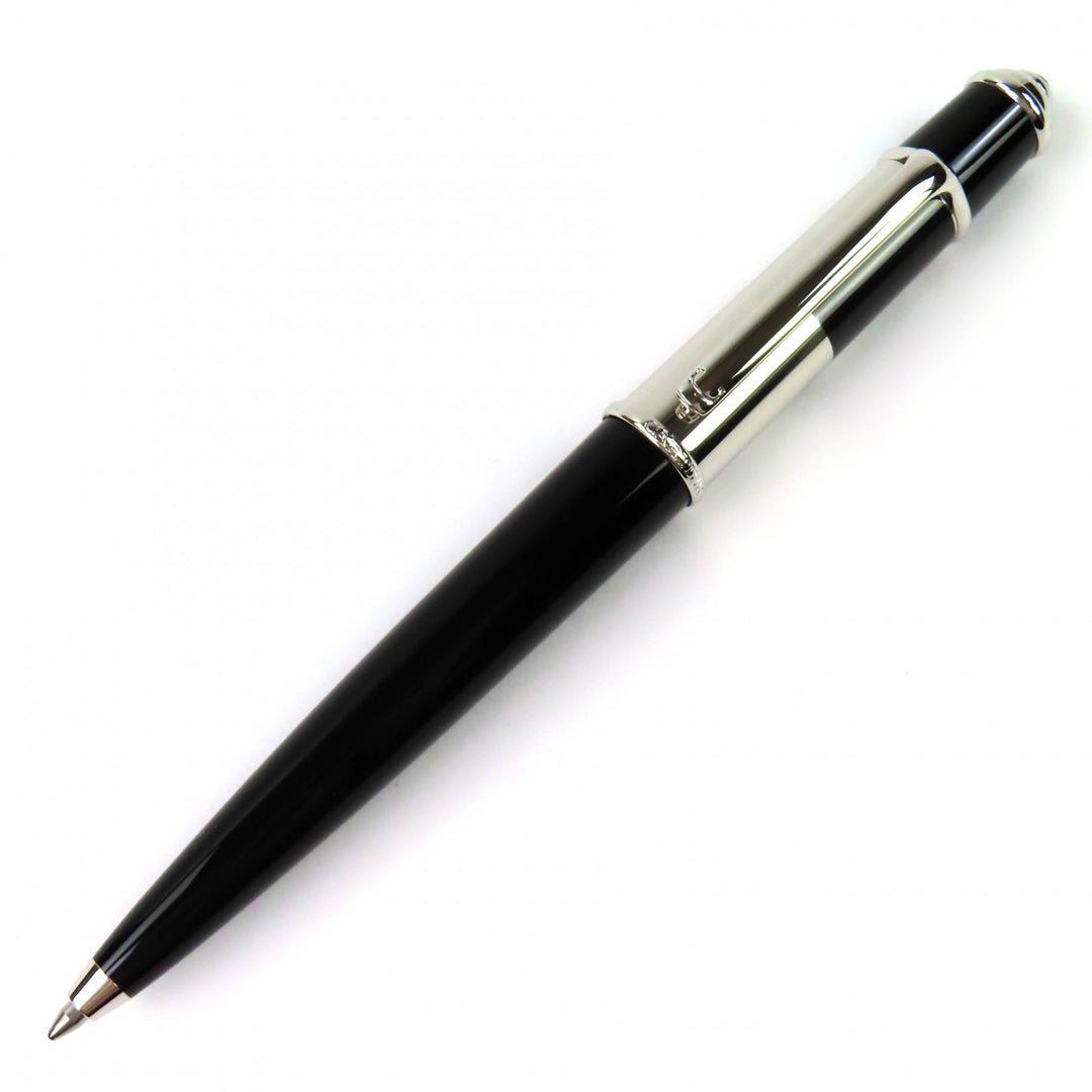 極美品△Cartier カルティエ ST180121 ディアボロ ドゥ カルティエ ロゴタイプ デコール ツイスト式 ボールペン ブラック 筆記確認済み