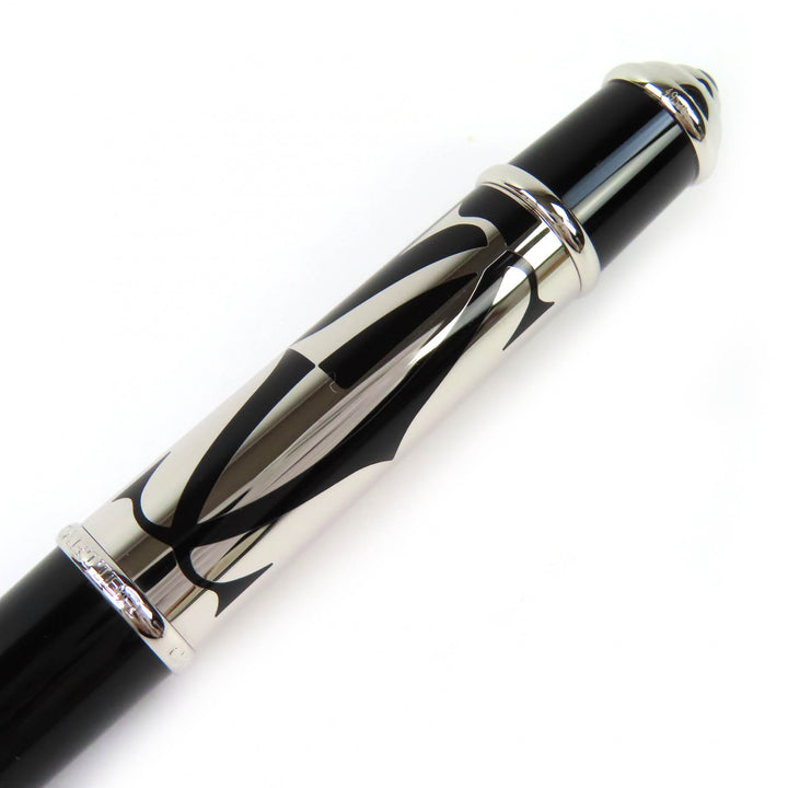 極美品△Cartier カルティエ ST180121 ディアボロ ドゥ カルティエ ロゴタイプ デコール ツイスト式 ボールペン ブラック 筆記確認済み