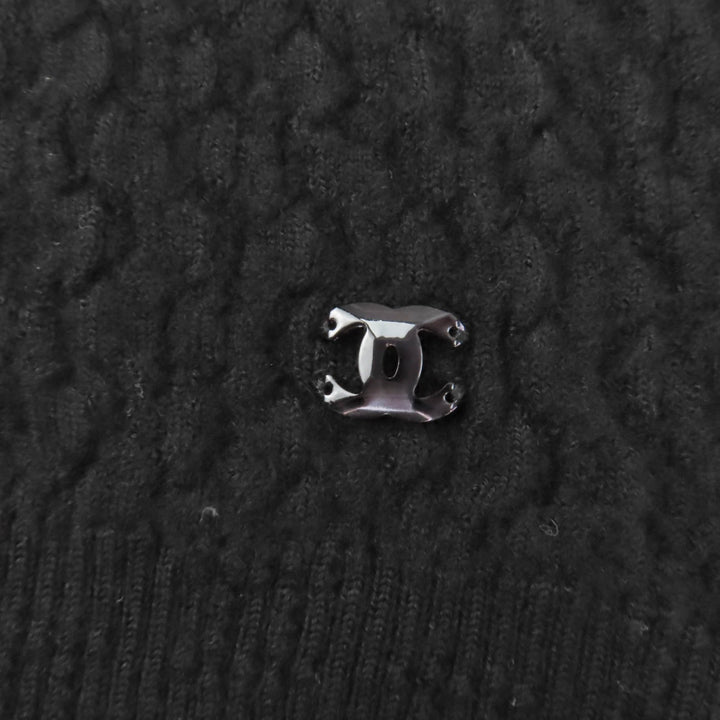 極美品☆CHANEL シャネル P75335K10778 カシミヤ ココマーク 長袖 ニット トップス ブラック 38 イタリア製 正規品 レディース