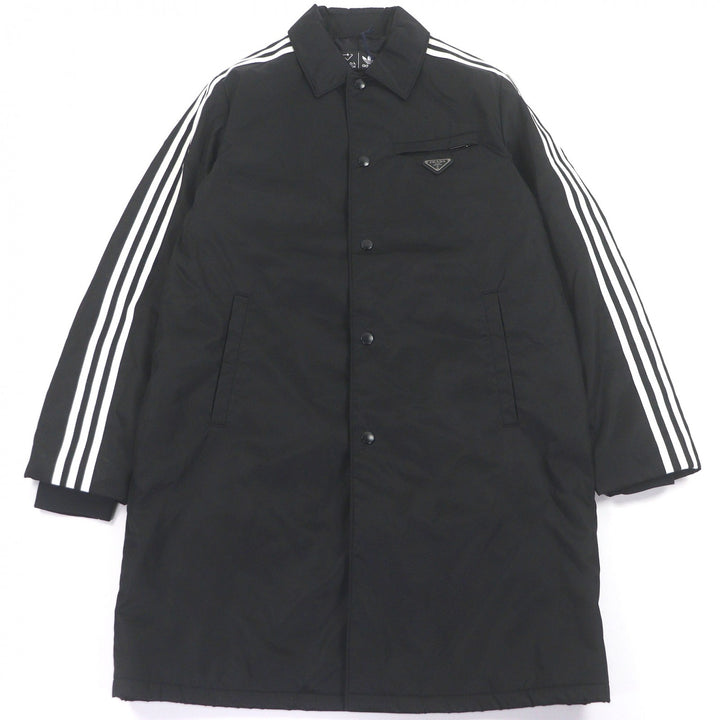 未使用品□PRADA adidas プラダ アディダス SGB937 Re-Nylon スリーストライプス トライアングルロゴ ベンチコート ブラック 48 正規品