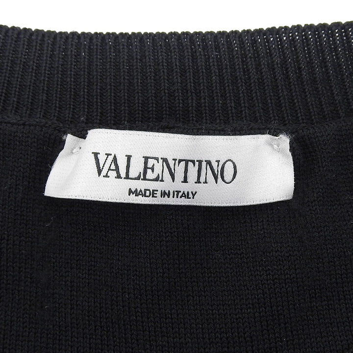 美品▲VALENTINO ヴァレンティノ VV3KC10D6LT ウール VLTNロゴ クルーネックプルオーバー ニット ブラック XL イタリア製 正規品 メンズ