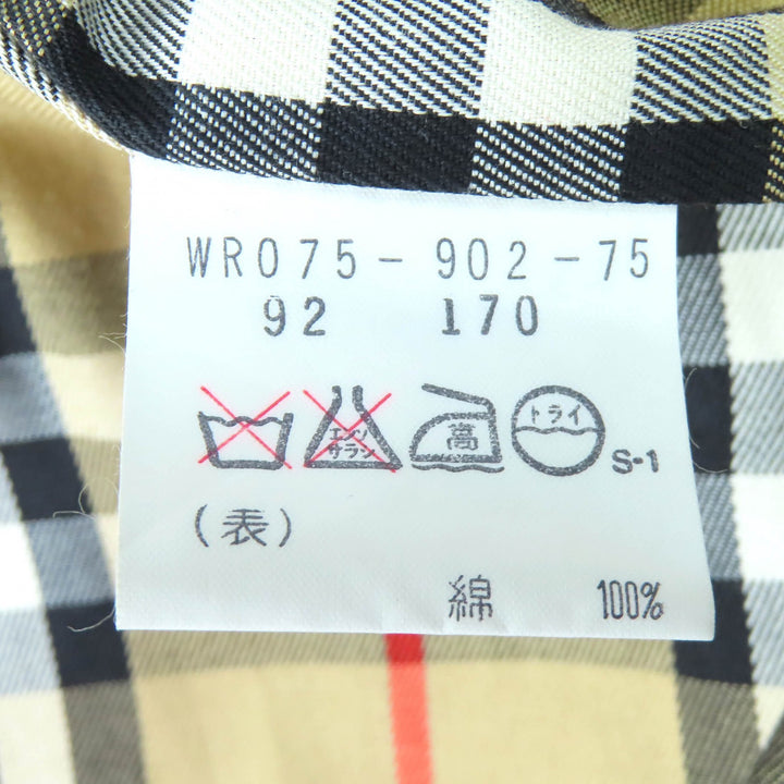 極美品△Burberrys バーバリー ヴィンテージ コットン100％ 裏地ノバチェック柄 ベルト付 ロング シングル トレンチコート カーキ 92-170