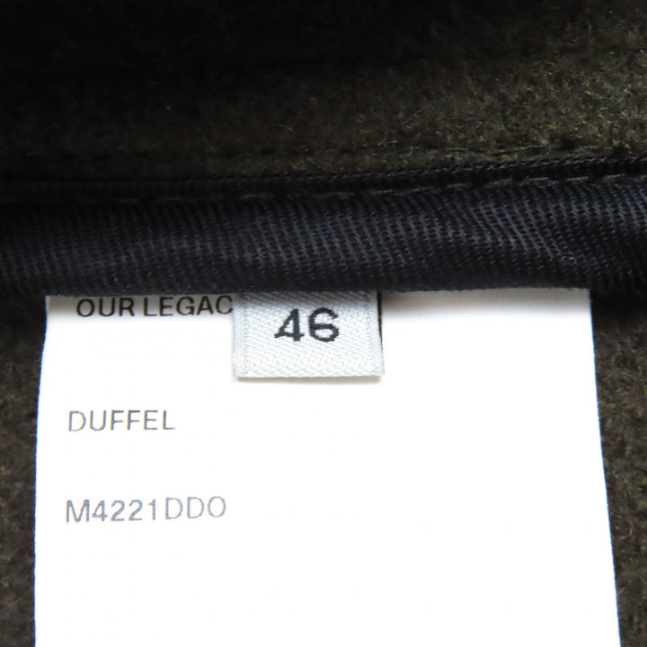 美品△OUR LEGACY アワーレガシー M4221DDO DUFFEL MOSS GREEN ABBEY MELTON ウール メルトン ダッフルコート モスグリーン 46 正規品