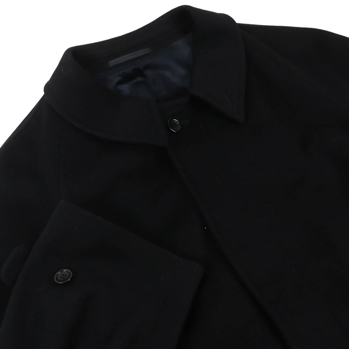 美品△ARMANI COLLEZIONI アルマーニコレッツォーニ ウール カシミヤ ベルト付き ロング ステンカラーコート ブラック 52 伊製 正規品