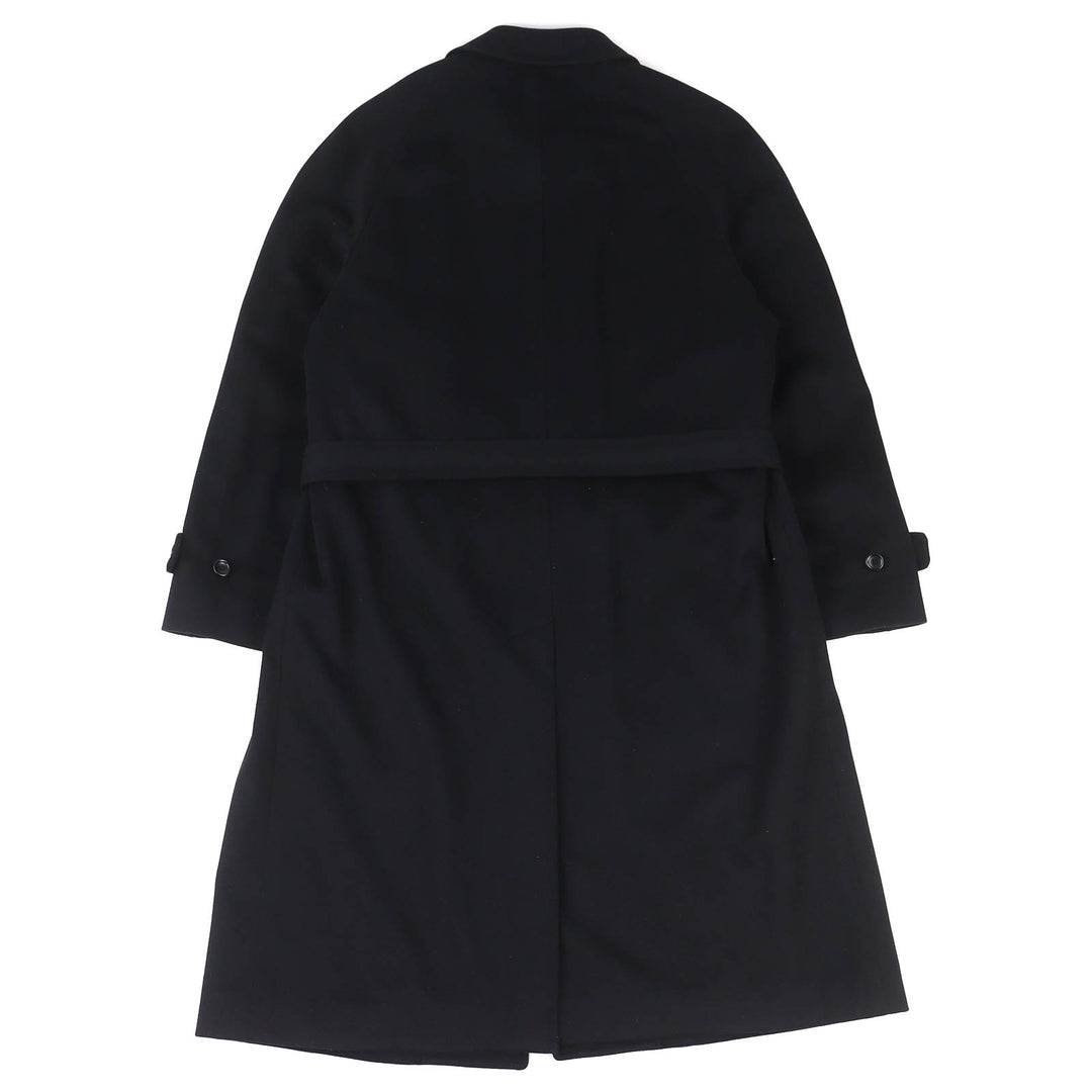 美品△ARMANI COLLEZIONI アルマーニコレッツォーニ ウール カシミヤ ベルト付き ロング ステンカラーコート ブラック 52 伊製 正規品