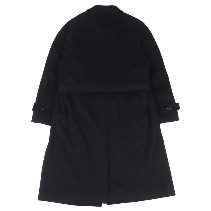美品△ARMANI COLLEZIONI アルマーニコレッツォーニ ウール カシミヤ ベルト付き ロング ステンカラーコート ブラック 52 伊製 正規品