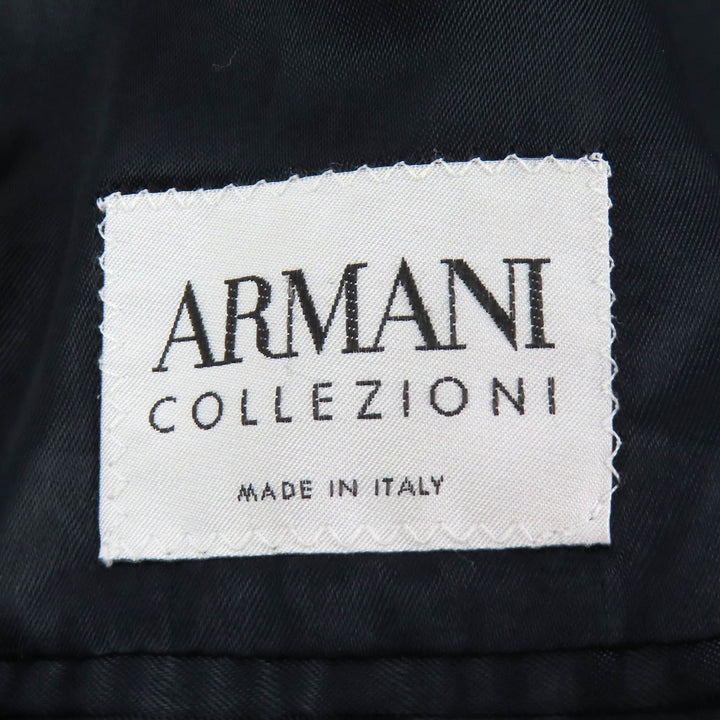 美品△ARMANI COLLEZIONI アルマーニコレッツォーニ ウール カシミヤ ベルト付き ロング ステンカラーコート ブラック 52 伊製 正規品