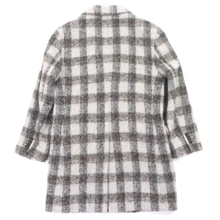 極美品▼ETRO エトロ アルパカ ウール チェック柄 ロゴ入りボタン チェスターコート ライトグレー ブラウン 46 イタリア製 正規品 メンズ