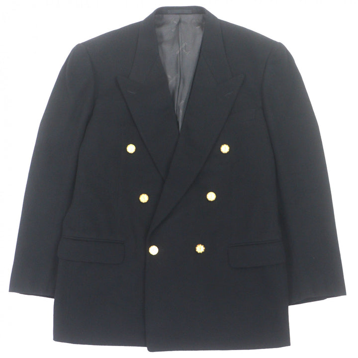 美品▼TRUSSARDI トラサルディ カシミヤ100% 金ボタン ダブルジャケット テーラードジャケット ブラック 日本サイズM相当 メンズ