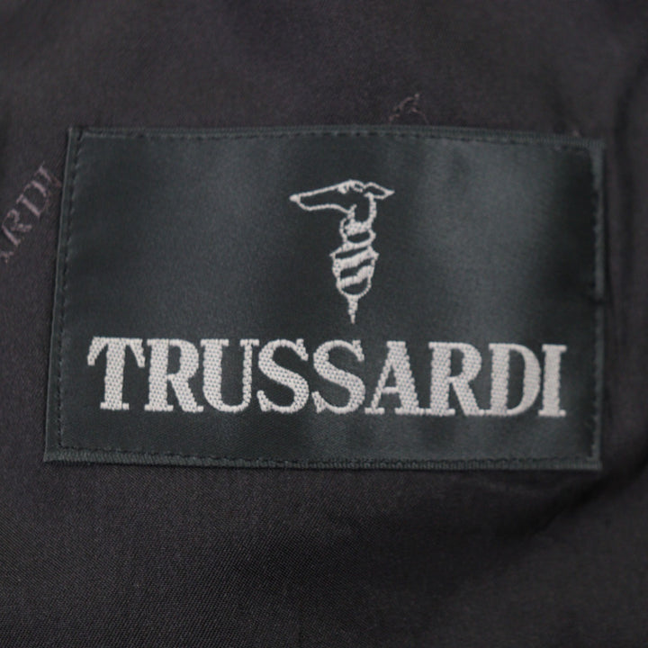 美品▼TRUSSARDI トラサルディ カシミヤ100% 金ボタン ダブルジャケット テーラードジャケット ブラック 日本サイズM相当 メンズ