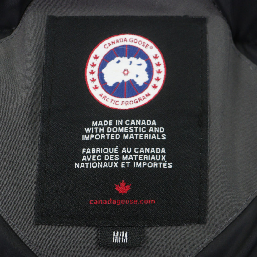 極美品▼CANADA GOOSE カナダグース 7968M BORDEN BOMBER ボーデン ボンバー ロゴワッペン ファー フード付き ダウンジャケット M 正規品