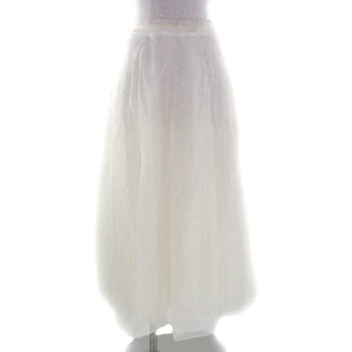極美品★Christian Dior クリスチャンディオール 8C21329A1684 シルク100％ ドット柄 チュールスカート ロングスカート 38 伊製 正規品
