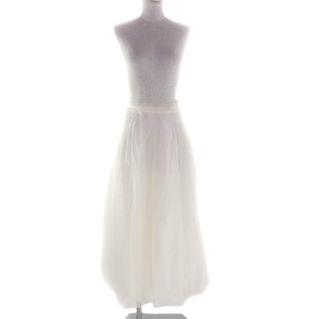 極美品★Christian Dior クリスチャンディオール 8C21329A1684 シルク100％ ドット柄 チュールスカート ロングスカート 38 伊製 正規品