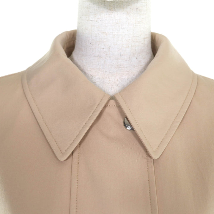 未使用品◇BURBERRY バーバリー 8052893 コットン100％ レザー使い ZIPUP ロゴ金具付き トレンチコート ベージュ 36 正規品 レディース