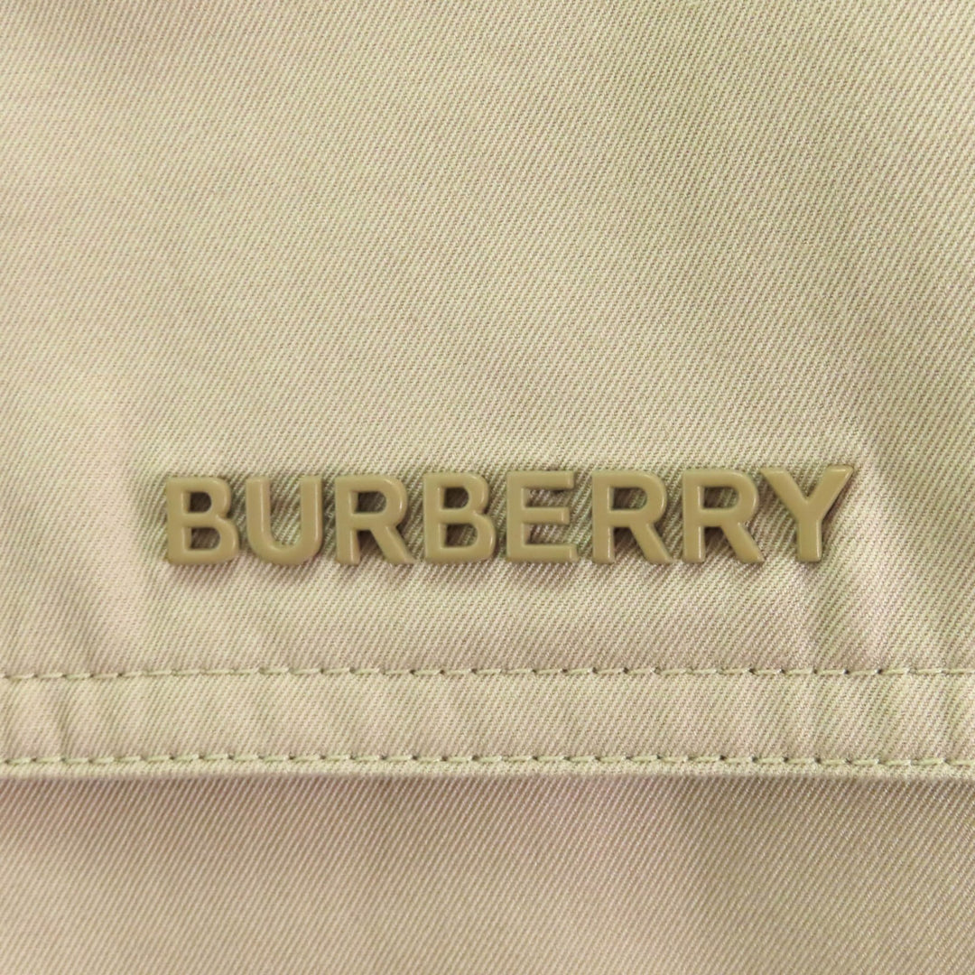 未使用品◇BURBERRY バーバリー 8052893 コットン100％ レザー使い ZIPUP ロゴ金具付き トレンチコート ベージュ 36 正規品 レディース