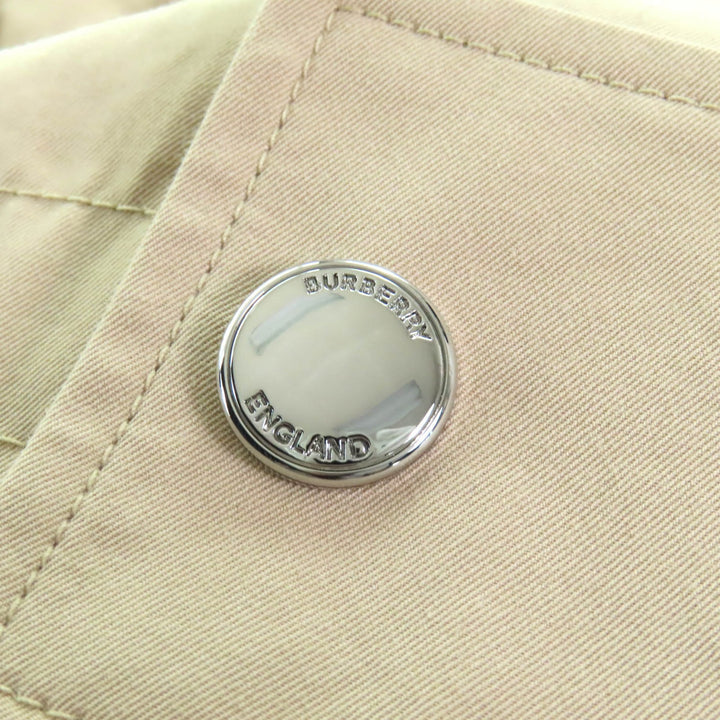 未使用品◇BURBERRY バーバリー 8052893 コットン100％ レザー使い ZIPUP ロゴ金具付き トレンチコート ベージュ 36 正規品 レディース