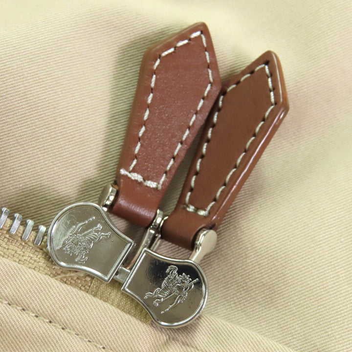 未使用品◇BURBERRY バーバリー 8052893 コットン100％ レザー使い ZIPUP ロゴ金具付き トレンチコート ベージュ 36 正規品 レディース