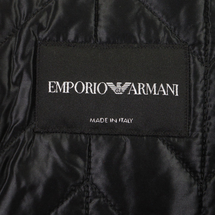 美品▼EMPORIO ARMANI エンポリオ アルマーニ 2020年製 91B530 ウール100% 黒タグ チェック柄 フーデッド ZIPUP 中綿コート 50 正規品