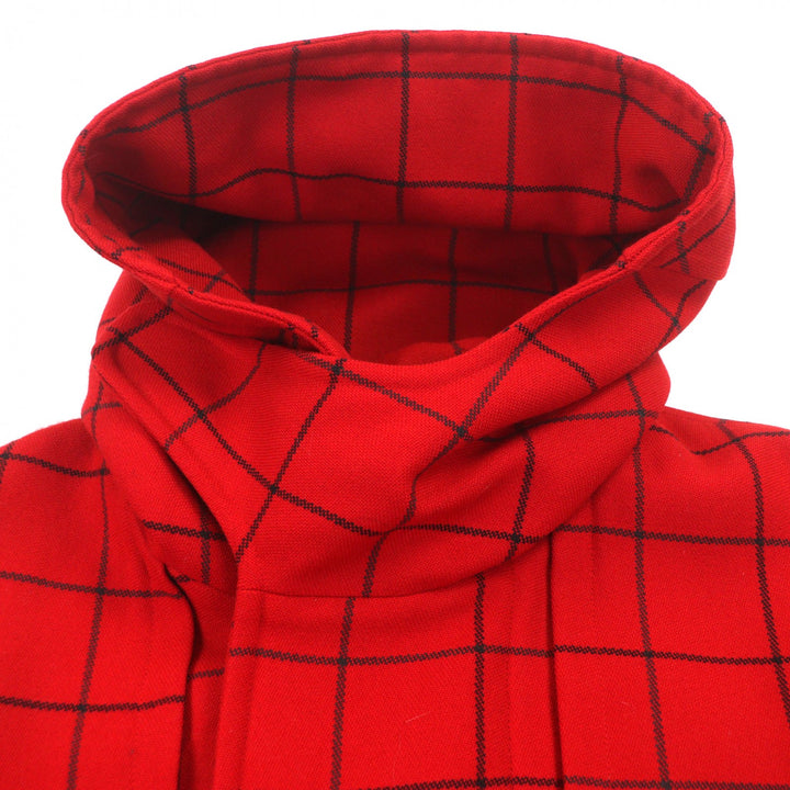 美品▼EMPORIO ARMANI エンポリオ アルマーニ 2020年製 91B530 ウール100% 黒タグ チェック柄 フーデッド ZIPUP 中綿コート 50 正規品