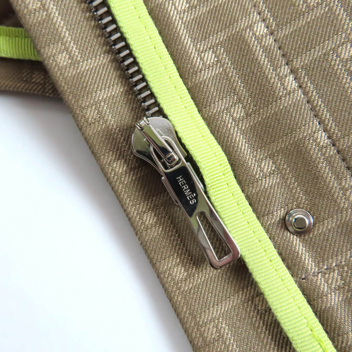 未使用品★HERMES エルメス 22AW 2H0117DP カシミヤ混 ライナー・ベルト付 Hモザイク サファリジャケット コート カーキ系 34 フランス製