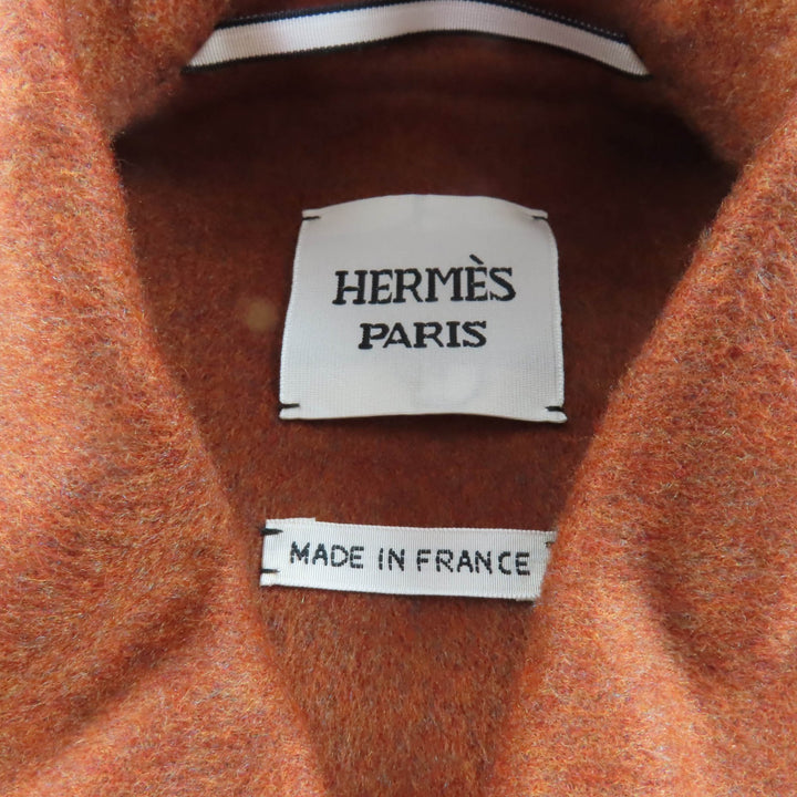 未使用品★HERMES エルメス 25SS 5E0235DC カシミヤ100％ クルードセルボタン付 ノースリーブ ジャケット ブラウン 34 ハンガー付 正規品