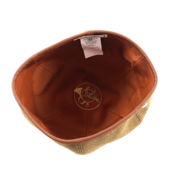 未使用品★HERMES エルメス ガブリエル シルバー金具 セリエ金具付 レザー使い ベレー帽 帽子 ブラウン 57 イタリア製 レディース