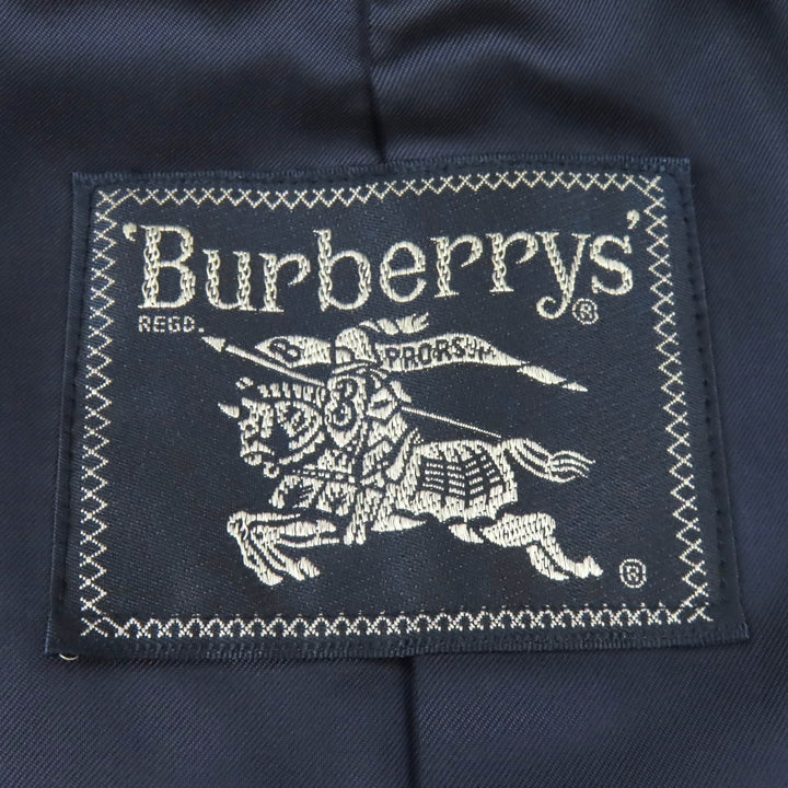 美品△Burberrys バーバリー ヴィンテージ ウール カシミヤ ロング ステンカラーコート ネイビー 90 165 メンズ シンプルデザイン◎