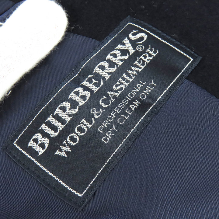 美品△Burberrys バーバリー ヴィンテージ ウール カシミヤ ロング ステンカラーコート ネイビー 90 165 メンズ シンプルデザイン◎
