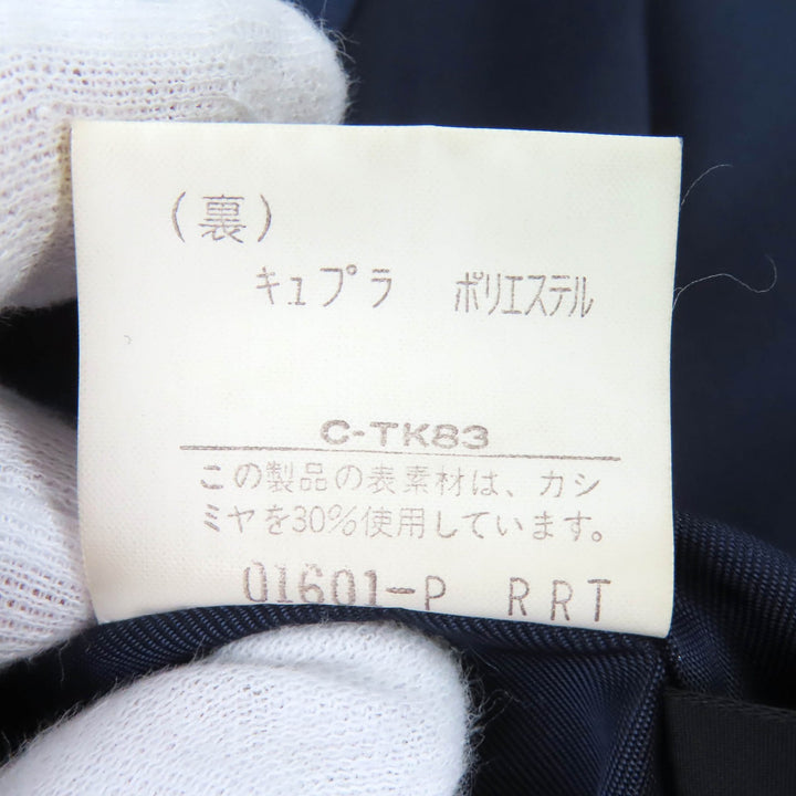 美品△Burberrys バーバリー ヴィンテージ ウール カシミヤ ロング ステンカラーコート ネイビー 90 165 メンズ シンプルデザイン◎