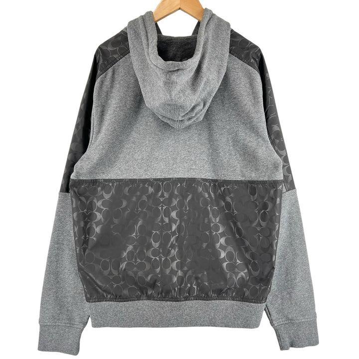 美品▲COACH コーチ 3100 コットン100％ ロゴワッペン シグネチャー ZIP パーカー グレー ブラック S ペルー製 正規品 メンズ