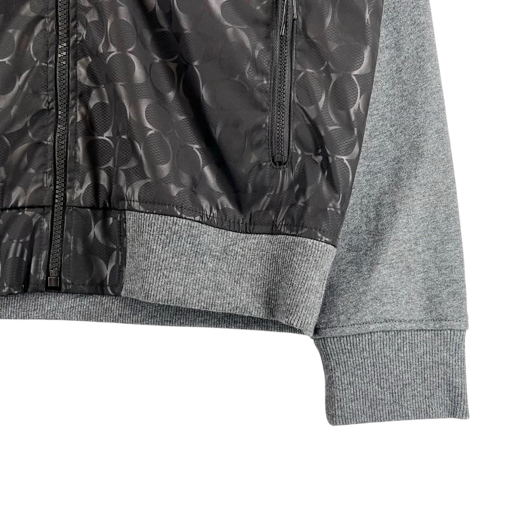 美品▲COACH コーチ 3100 コットン100％ ロゴワッペン シグネチャー ZIP パーカー グレー ブラック S ペルー製 正規品 メンズ