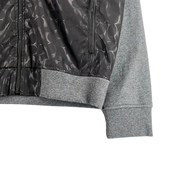 美品▲COACH コーチ 3100 コットン100％ ロゴワッペン シグネチャー ZIP パーカー グレー ブラック S ペルー製 正規品 メンズ