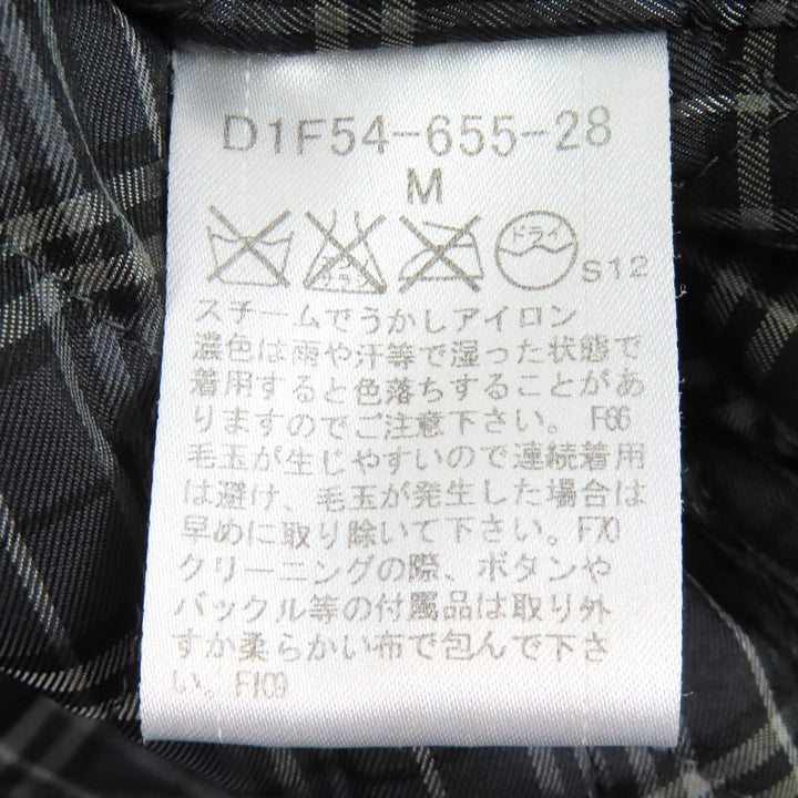 美品△BURBERRY BLACK LABEL バーバリーブラックレーベル 裏チェック ロゴメタルボタン 中綿 ウール ピーコート ダークネイビー M 正規品