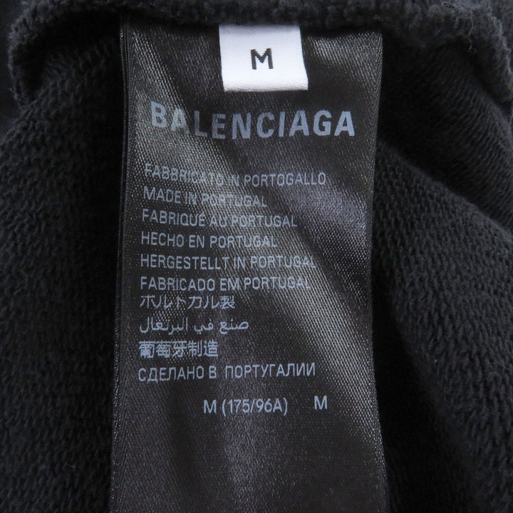 極美品□BALENCIAGA バレンシアガ 2023年製 744463 DIY COLLEGE LOGO HOODIE ダメージ加工 プルオーバーパーカー ブラック M 正規品