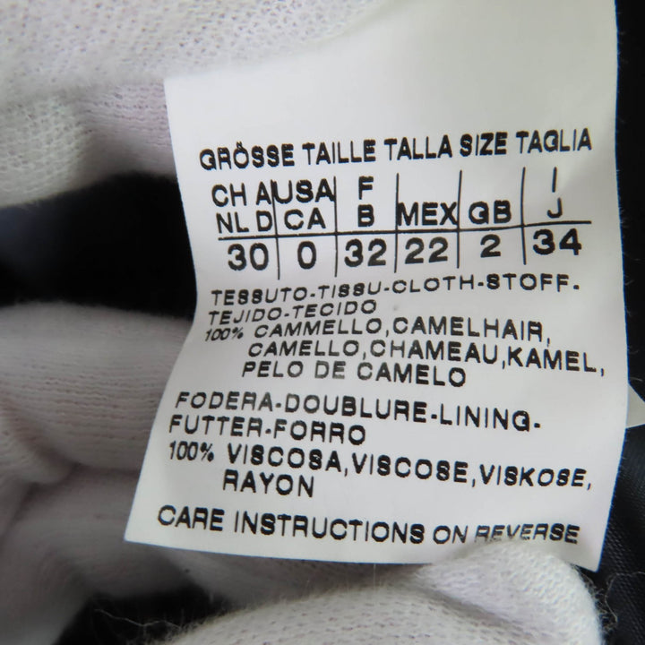 極美品☆Max Mara マックスマーラ キャメル100％ ミンクファー・フード・ベルト付 ラップコート ブラック 34 伊製 正規品 レディース