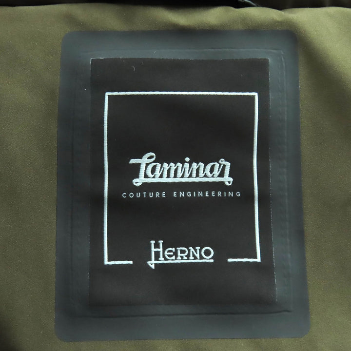 美品△Herno ヘルノ 2023年製 PI128DL Laminar ラミナー GORETEX ゴアテックス フード付き ダウンジャケット カーキ 36 正規品 レディース