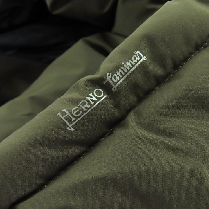 美品△Herno ヘルノ 2023年製 PI128DL Laminar ラミナー GORETEX ゴアテックス フード付き ダウンジャケット カーキ 36 正規品 レディース