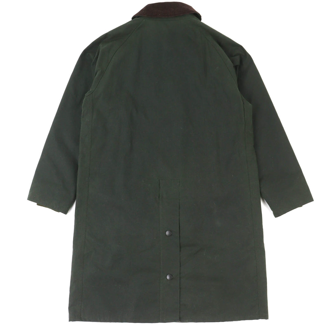 美品△Barbour バブアー NEW BURGHLEY WAX JACKET コットン100％ 裏地チェック柄 オイルド コート カーキ系 36 正規品 メンズ