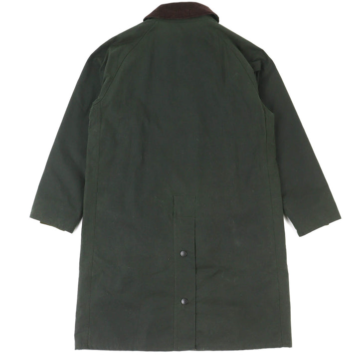 美品△Barbour バブアー NEW BURGHLEY WAX JACKET コットン100％ 裏地チェック柄 オイルド コート カーキ系 36 正規品 メンズ