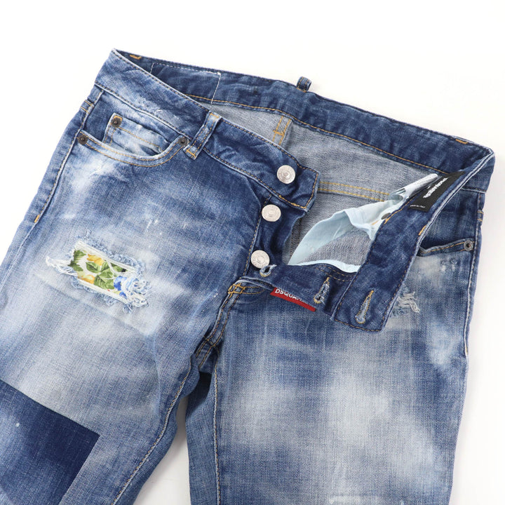 美品☆DSQUARED2 ディースクエアード 22SS S75LB0589 コットン デザイン デニムパンツ インディゴブルー 40 伊製 正規品 レディース
