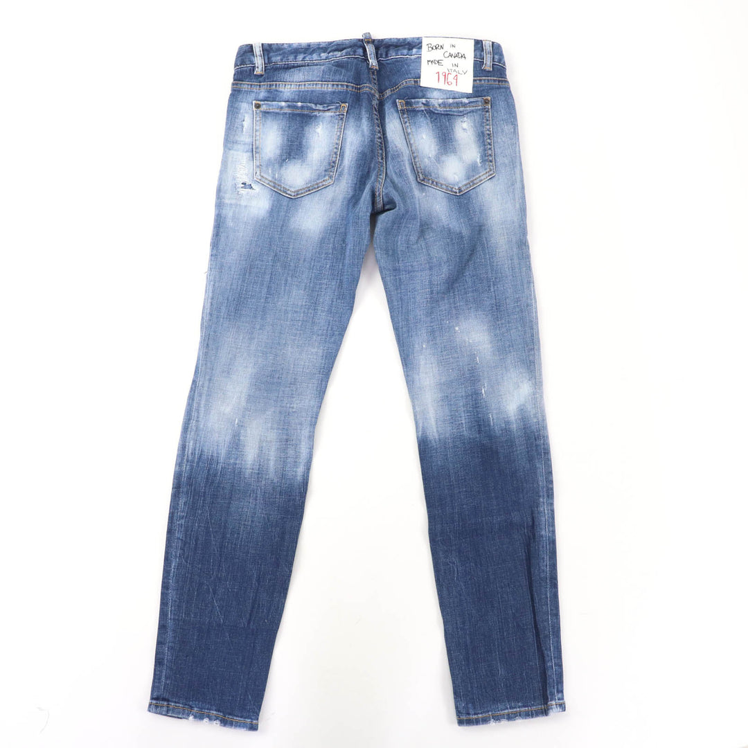 美品☆DSQUARED2 ディースクエアード 22SS S75LB0589 コットン デザイン デニムパンツ インディゴブルー 40 伊製 正規品 レディース