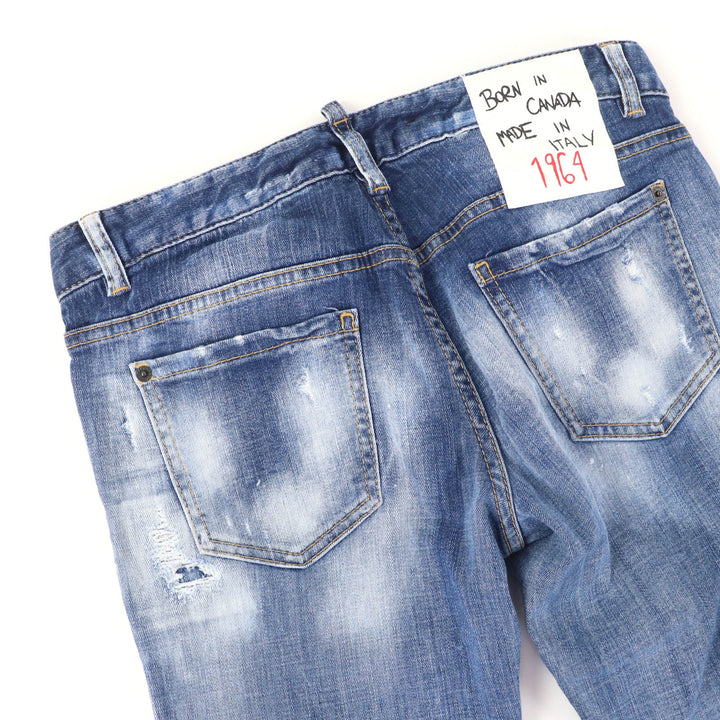 美品☆DSQUARED2 ディースクエアード 22SS S75LB0589 コットン デザイン デニムパンツ インディゴブルー 40 伊製 正規品 レディース