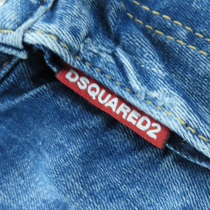 美品☆DSQUARED2 ディースクエアード 22SS S75LB0589 コットン デザイン デニムパンツ インディゴブルー 40 伊製 正規品 レディース