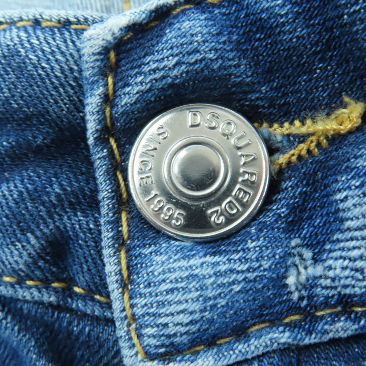 美品☆DSQUARED2 ディースクエアード 22SS S75LB0589 コットン デザイン デニムパンツ インディゴブルー 40 伊製 正規品 レディース