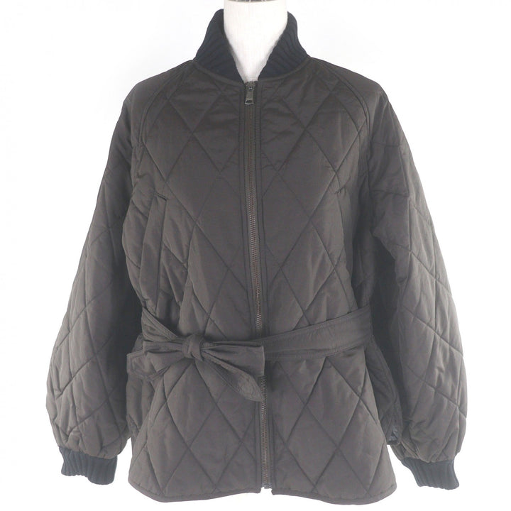 美品□WEEKEND MaxMara ウィークエンド マックスマーラ 548604136 ベルテッド キルティングジャケット ブラウン 42 正規品 レディース
